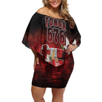 Custom Tonga 676 Haamonga a Maui Family Matching Off Shoulder Short Dress and Hawaiian Shirt Tongan Sipi Tau Unique Dance LT9 Mom's Dress Red - Polynesian Pride