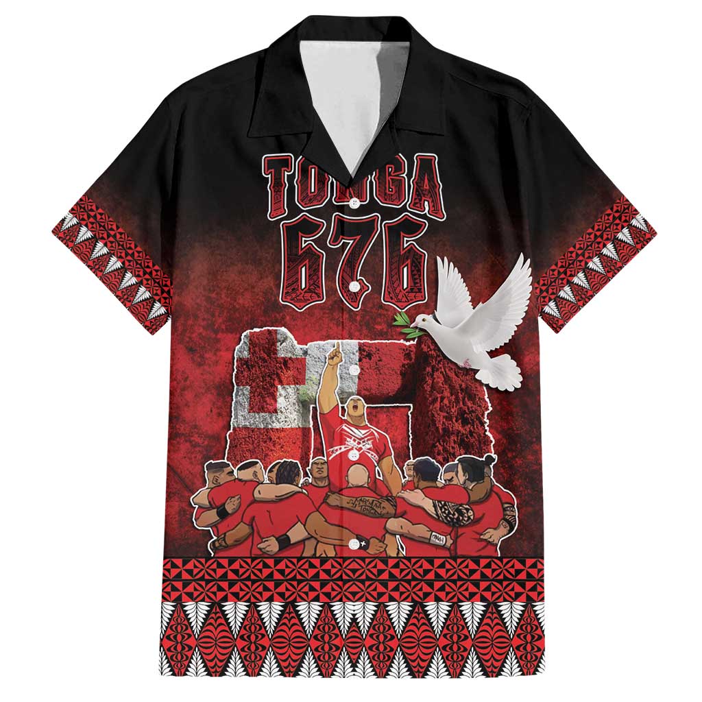 Custom Tonga 676 Haamonga a Maui Family Matching Summer Maxi Dress and Hawaiian Shirt Tongan Sipi Tau Unique Dance LT9 Dad's Shirt - Short Sleeve Red - Polynesian Pride