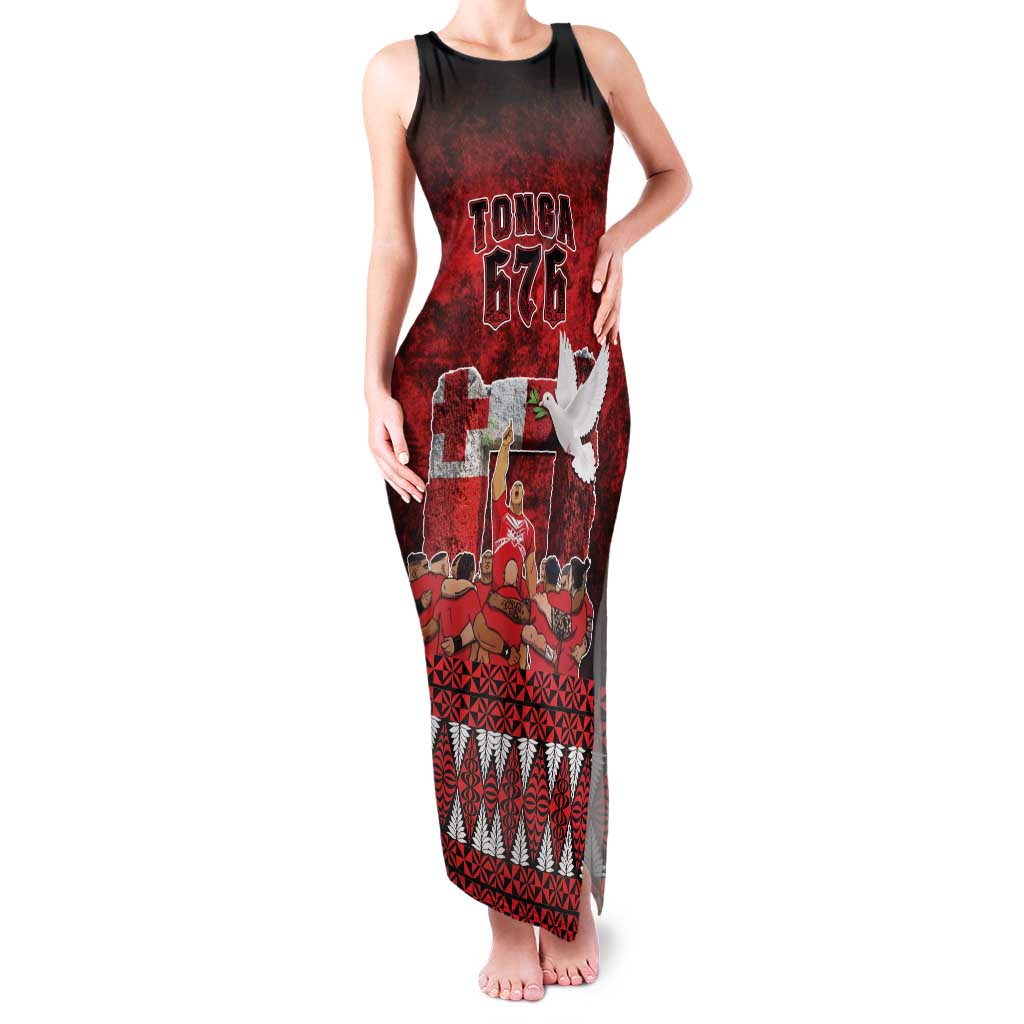 Custom Tonga 676 Haamonga a Maui Family Matching Tank Maxi Dress and Hawaiian Shirt Tongan Sipi Tau Unique Dance LT9 Mom's Dress Red - Polynesian Pride