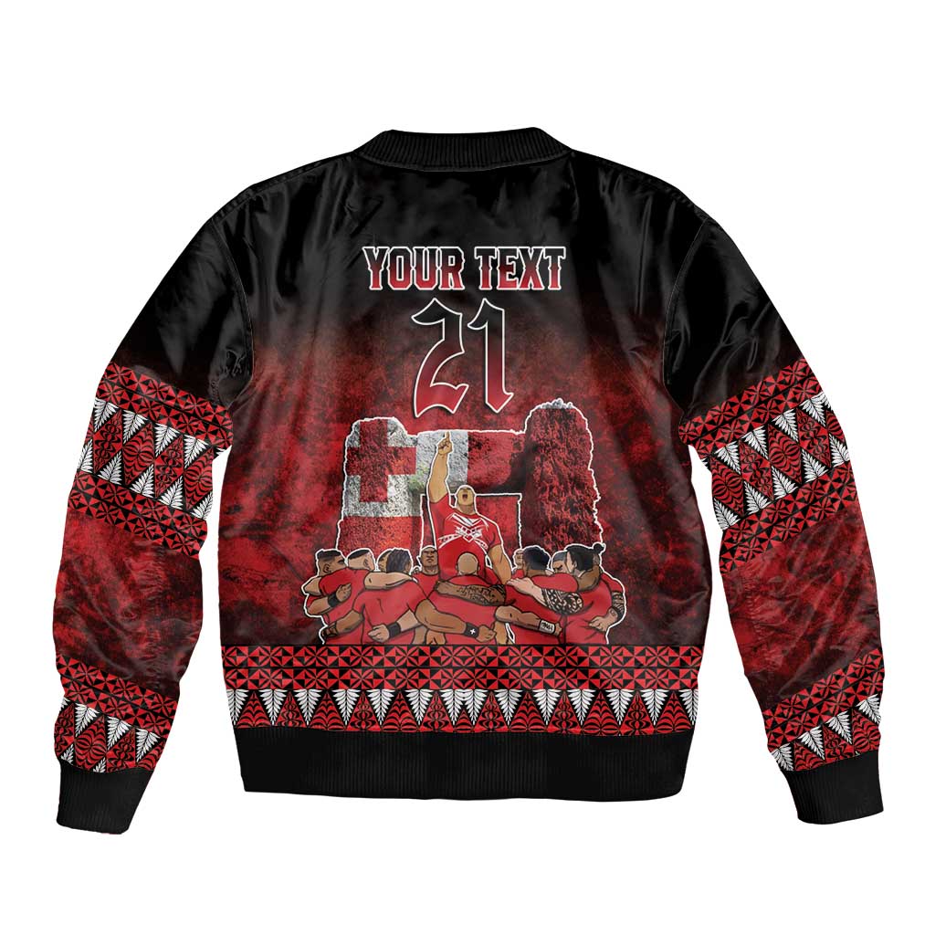 Custom Tonga 676 Haamonga a Maui Sleeve Zip Bomber Jacket Tongan Sipi Tau Unique Dance LT9 - Polynesian Pride