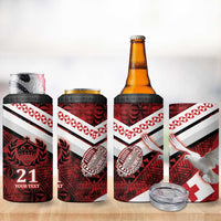 Custom Tonga XIII Rugby Tribal Tattoo 4 in 1 Can Cooler Tumbler Mate Ma'a Tonga Kupesi Ngatu Grunge Style LT9 - Polynesian Pride