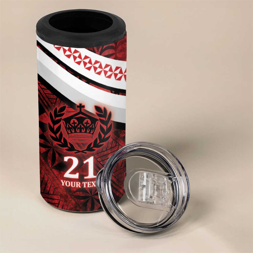 Custom Tonga XIII Rugby Tribal Tattoo 4 in 1 Can Cooler Tumbler Mate Ma'a Tonga Kupesi Ngatu Grunge Style LT9 - Polynesian Pride