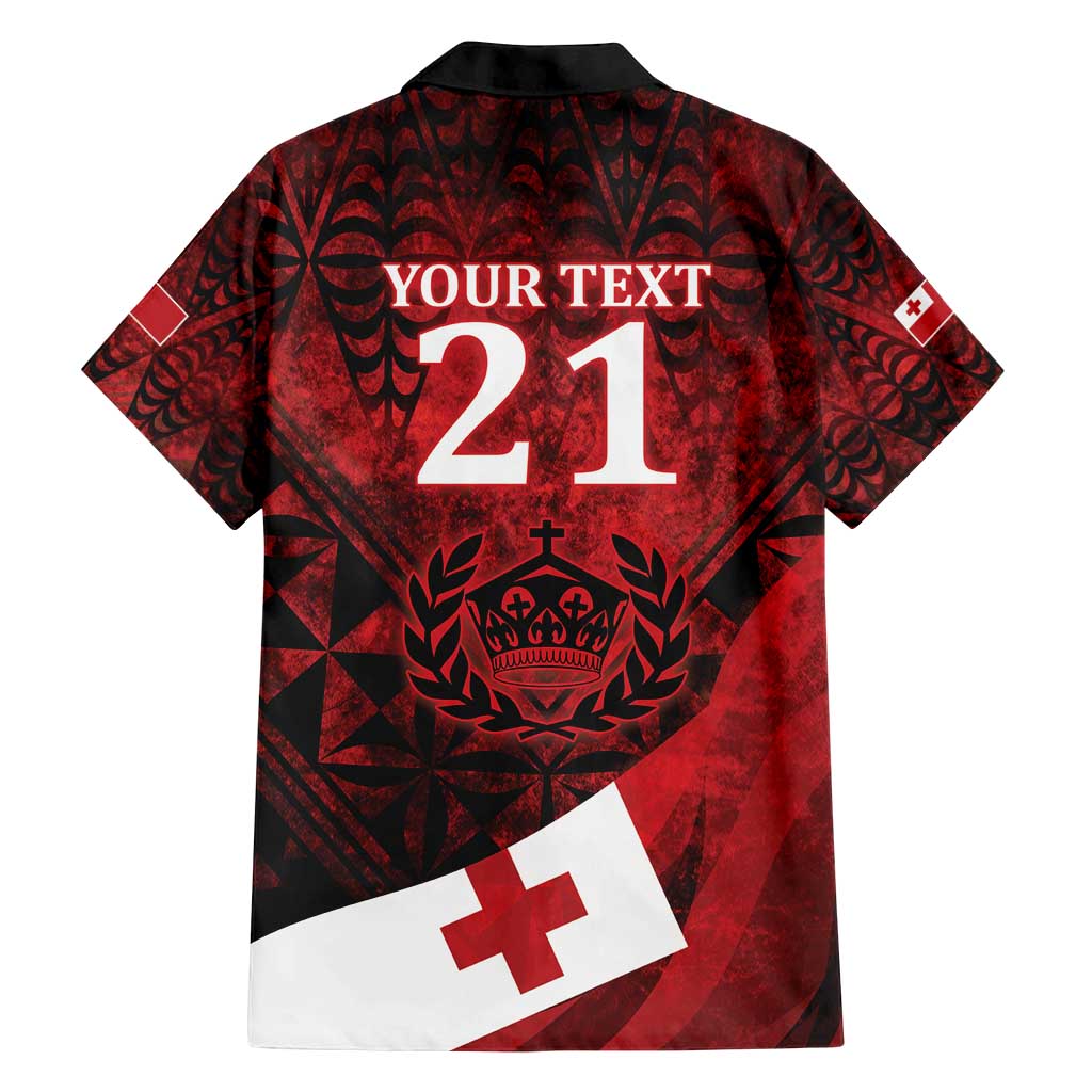 Custom Tonga XIII Rugby Tribal Tattoo Family Matching Off Shoulder Maxi Dress and Hawaiian Shirt Mate Ma'a Tonga Kupesi Ngatu Grunge Style LT9 - Polynesian Pride