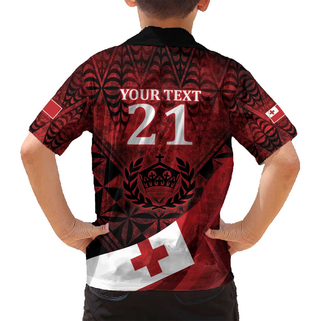 Custom Tonga XIII Rugby Tribal Tattoo Family Matching Off Shoulder Short Dress and Hawaiian Shirt Mate Ma'a Tonga Kupesi Ngatu Grunge Style LT9 - Polynesian Pride