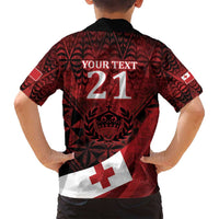 Custom Tonga XIII Rugby Tribal Tattoo Family Matching Off Shoulder Short Dress and Hawaiian Shirt Mate Ma'a Tonga Kupesi Ngatu Grunge Style LT9 - Polynesian Pride