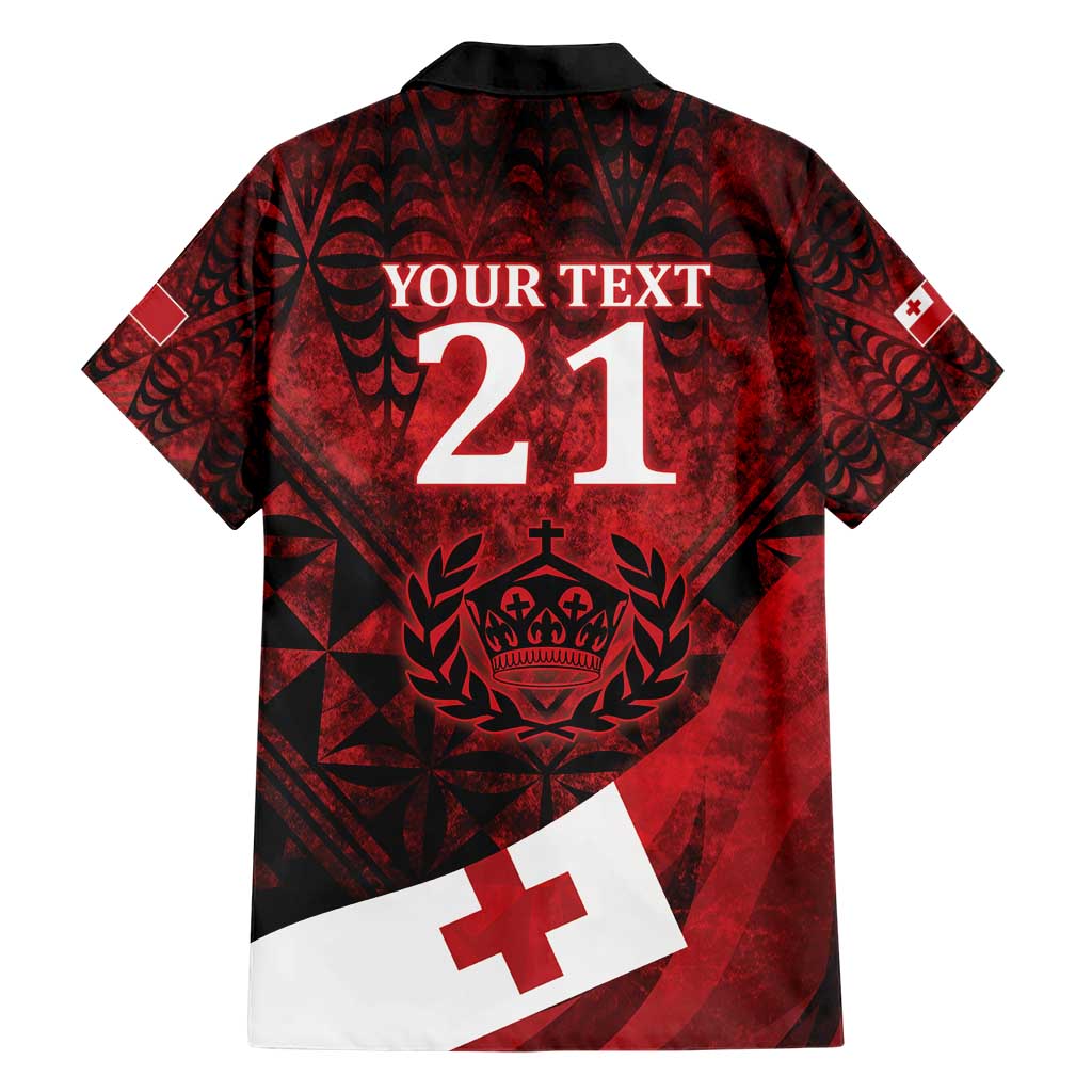 Custom Tonga XIII Rugby Tribal Tattoo Family Matching Short Sleeve Bodycon Dress and Hawaiian Shirt Mate Ma'a Tonga Kupesi Ngatu Grunge Style LT9 - Polynesian Pride