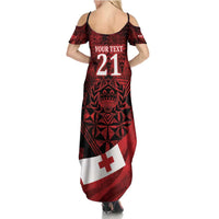 Custom Tonga XIII Rugby Tribal Tattoo Family Matching Summer Maxi Dress and Hawaiian Shirt Mate Ma'a Tonga Kupesi Ngatu Grunge Style LT9 - Polynesian Pride