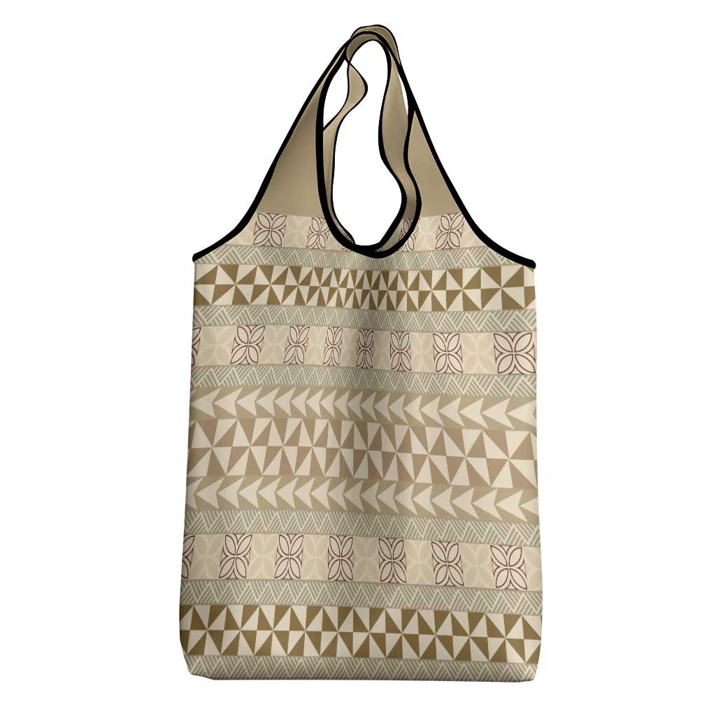 Pasifika Sataoa Pattern Simple Motif Grocery Bag Beige Tan