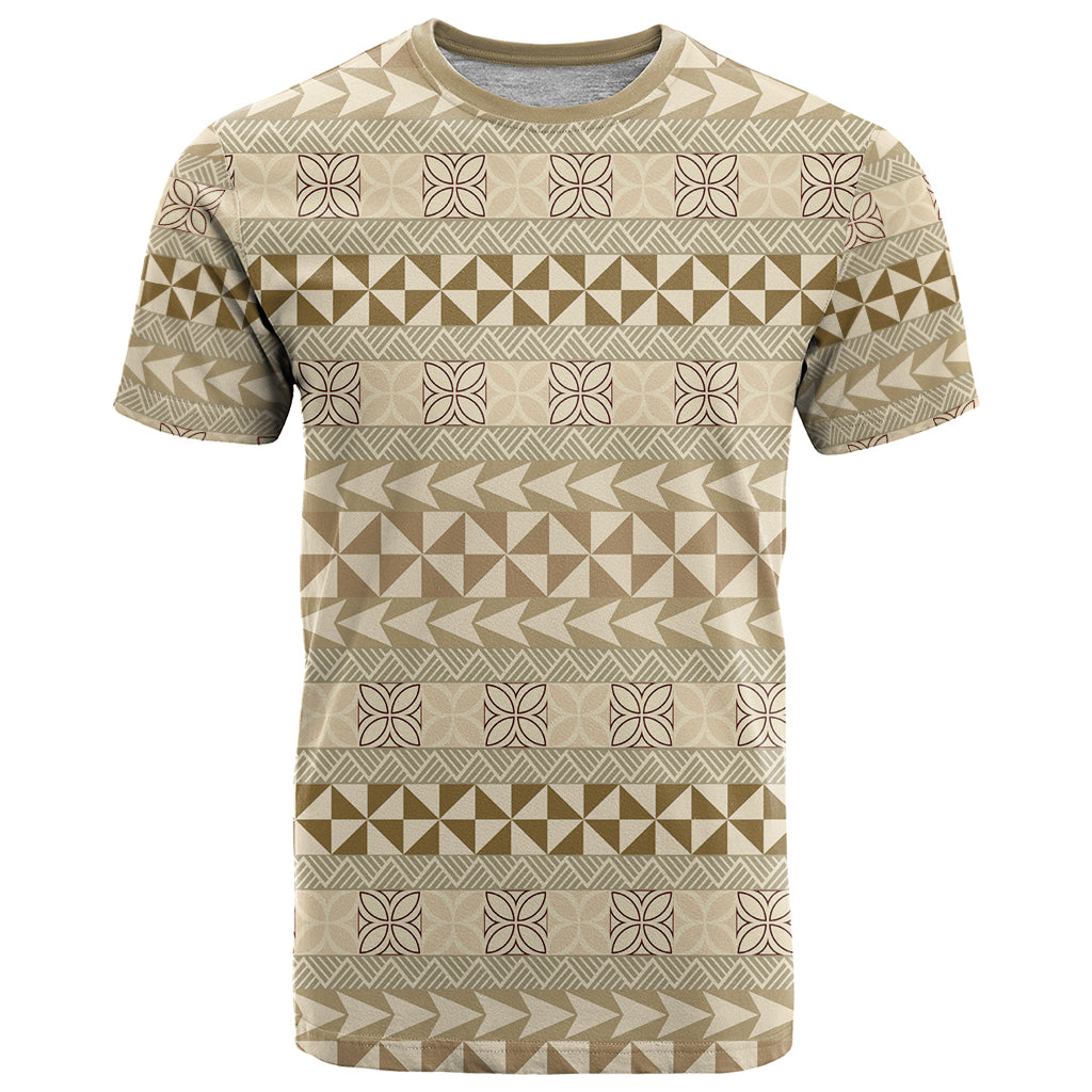 Pasifika Sataoa Pattern Simple Motif T Shirt Beige Tan LT9 Beige Tan - Polynesian Pride