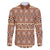 Pasifika Sataoa Pattern Simple Motif Family Matching Off Shoulder Maxi Dress and Hawaiian Shirt Brown Beige Tan LT9 Dad's Shirt - Long Sleeve Brown - Polynesian Pride