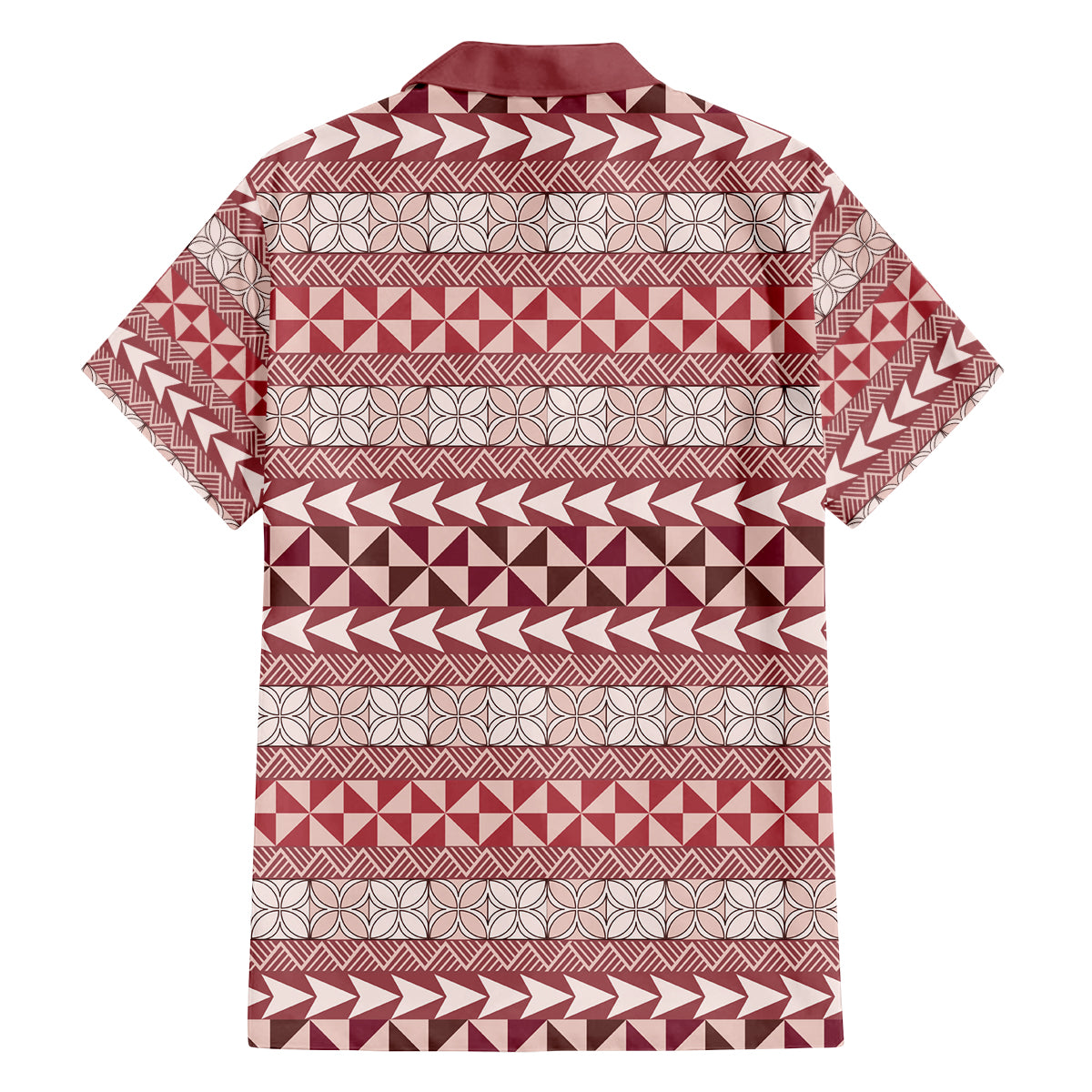Pasifika Sataoa Pattern Simple Motif Family Matching Off Shoulder Short Dress and Hawaiian Shirt Cherry LT9 - Polynesian Pride