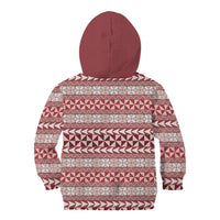 Pasifika Sataoa Pattern Simple Motif Kid Hoodie Cherry LT9 - Polynesian Pride