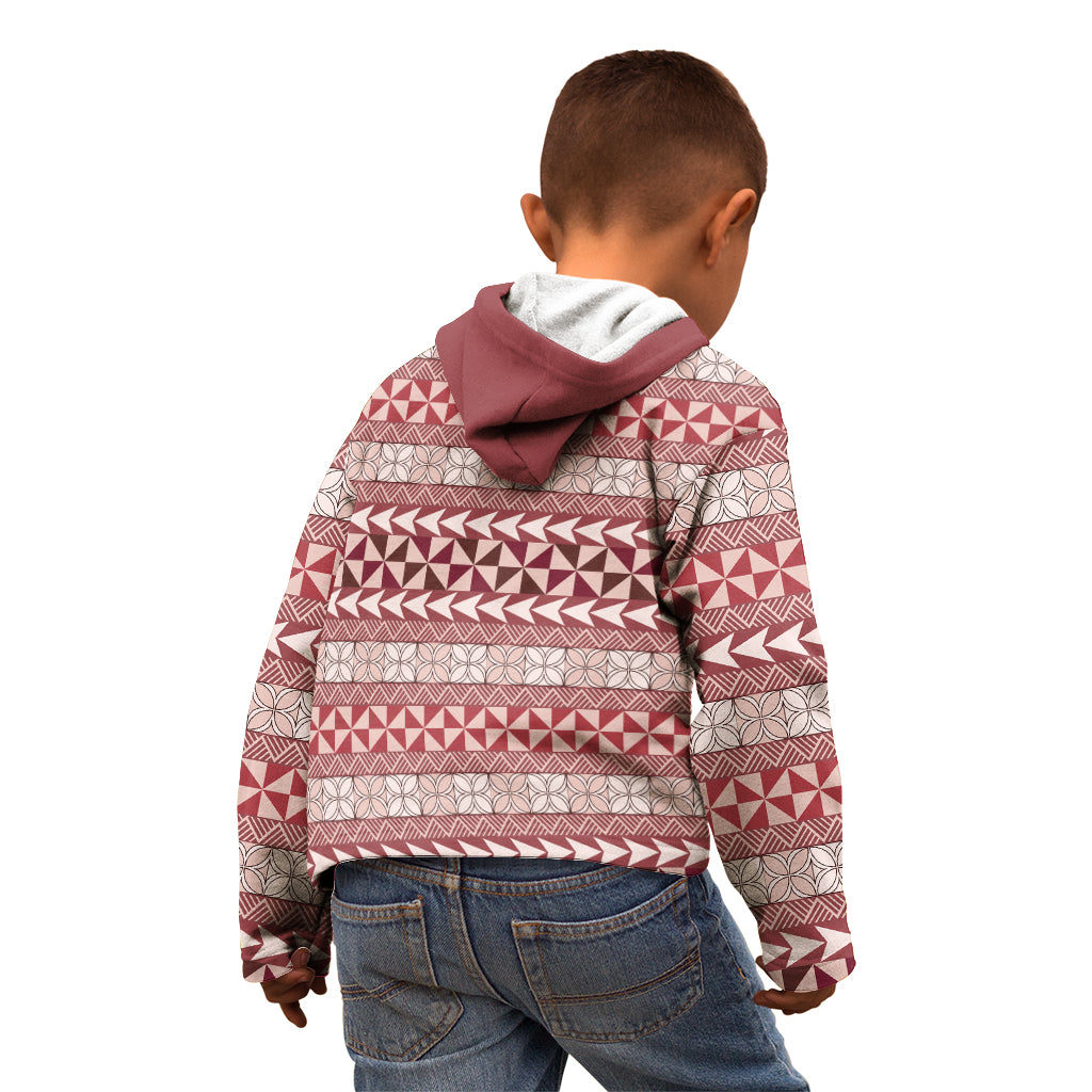 Pasifika Sataoa Pattern Simple Motif Kid Hoodie Cherry LT9 - Polynesian Pride