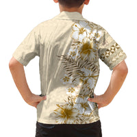 Pasifika Sataoa Pattern Plumeria Vintage Family Matching Long Sleeve Bodycon Dress and Hawaiian Shirt Beige Tan LT9 - Polynesian Pride