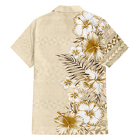 Pasifika Sataoa Pattern Plumeria Vintage Family Matching Summer Maxi Dress and Hawaiian Shirt Beige Tan LT9 - Polynesian Pride