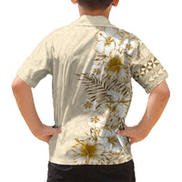 Pasifika Sataoa Pattern Plumeria Vintage Kid Hawaiian Shirt Beige Tan LT9 - Polynesian Pride