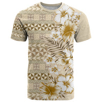 Pasifika Sataoa Pattern Plumeria Vintage T Shirt Beige Tan LT9 Beige Tan - Polynesian Pride