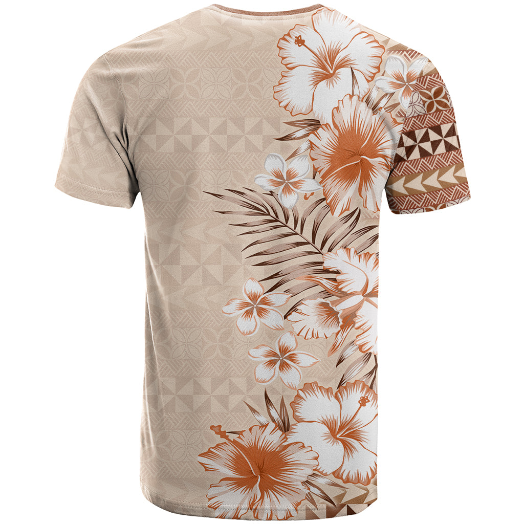 Pasifika Sataoa Pattern Plumeria Vintage T Shirt Brown Beige Tan LT9 - Polynesian Pride