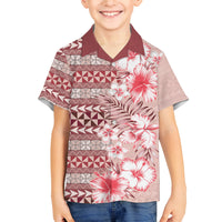 Pasifika Sataoa Pattern Plumeria Vintage Family Matching Off Shoulder Maxi Dress and Hawaiian Shirt Cherry LT9 Son's Shirt Cherry - Polynesian Pride