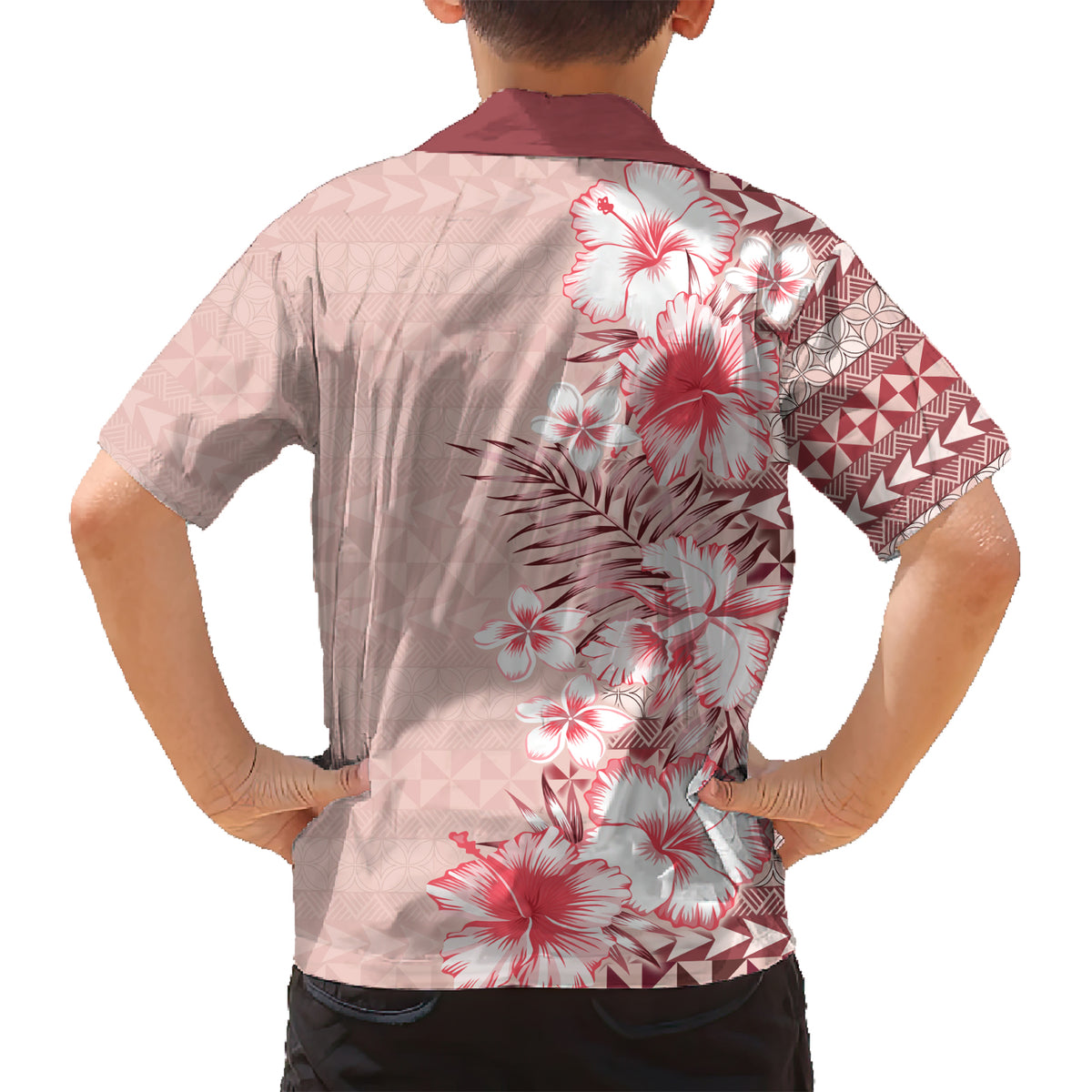 Pasifika Sataoa Pattern Plumeria Vintage Family Matching Short Sleeve Bodycon Dress and Hawaiian Shirt Cherry LT9 - Polynesian Pride