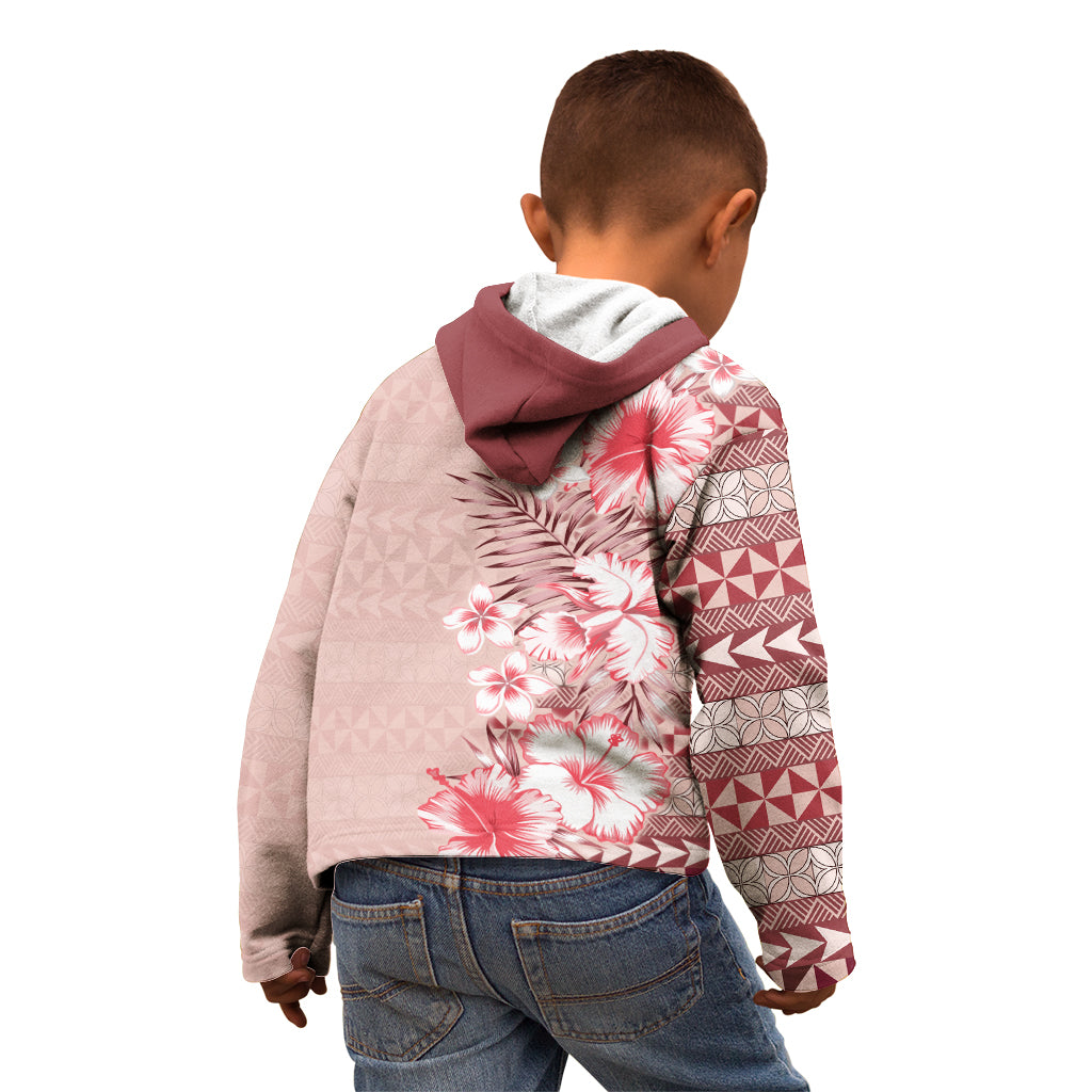 Pasifika Sataoa Pattern Plumeria Vintage Kid Hoodie Cherry LT9 - Polynesian Pride