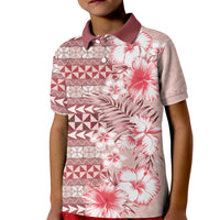 Pasifika Sataoa Pattern Plumeria Vintage Kid Polo Shirt Cherry LT9 Kid Cherry - Polynesian Pride