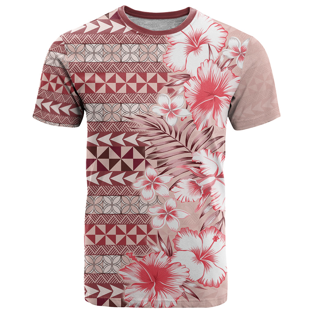 Pasifika Sataoa Pattern Plumeria Vintage T Shirt Cherry LT9 Cherry - Polynesian Pride
