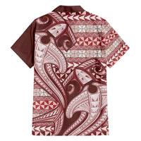 Vintage Hammerhead Shark Valentine Day Family Matching Tank Maxi Dress and Hawaiian Shirt Pasifika Sataoa Pattern - Cherry LT9 - Polynesian Pride