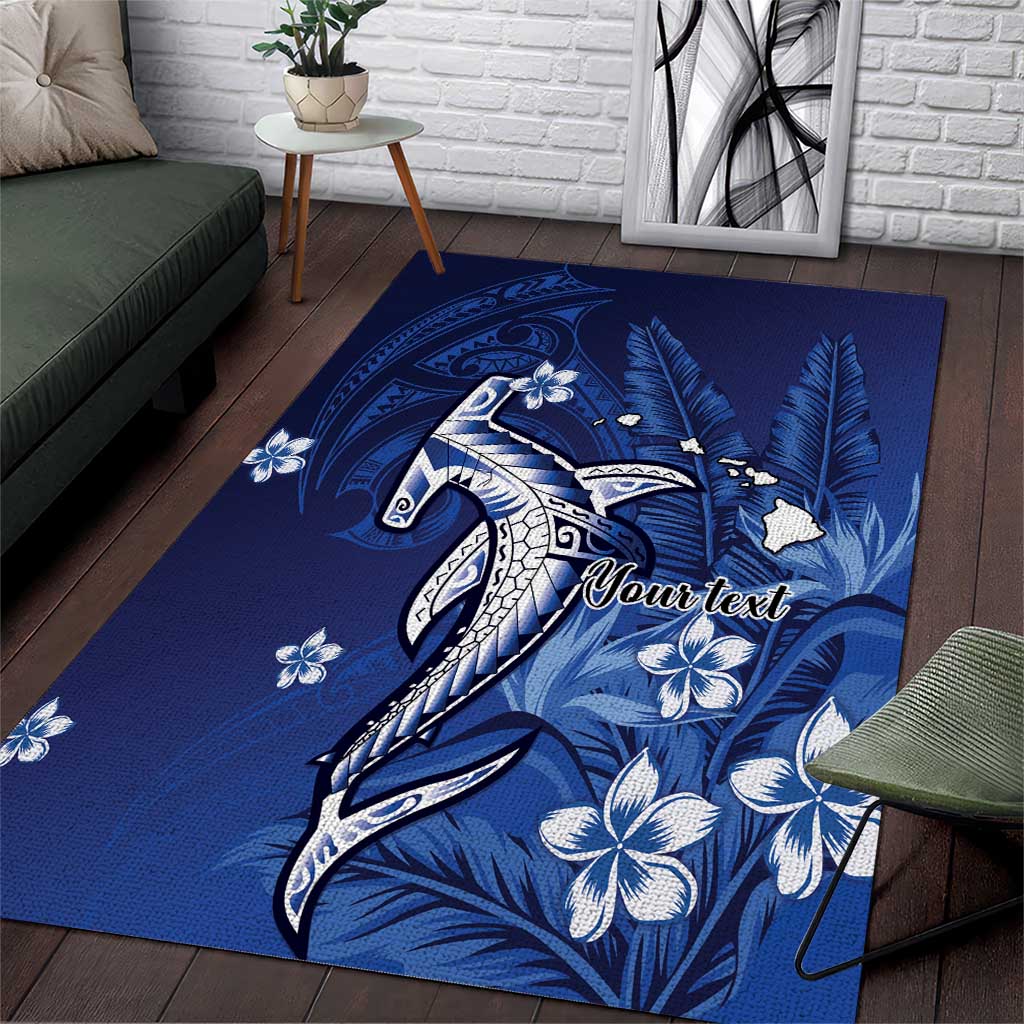 Personalized Hawaiian Maori Hammerhead Shark Area Rug Polu Plumeria - Polynesian Pride