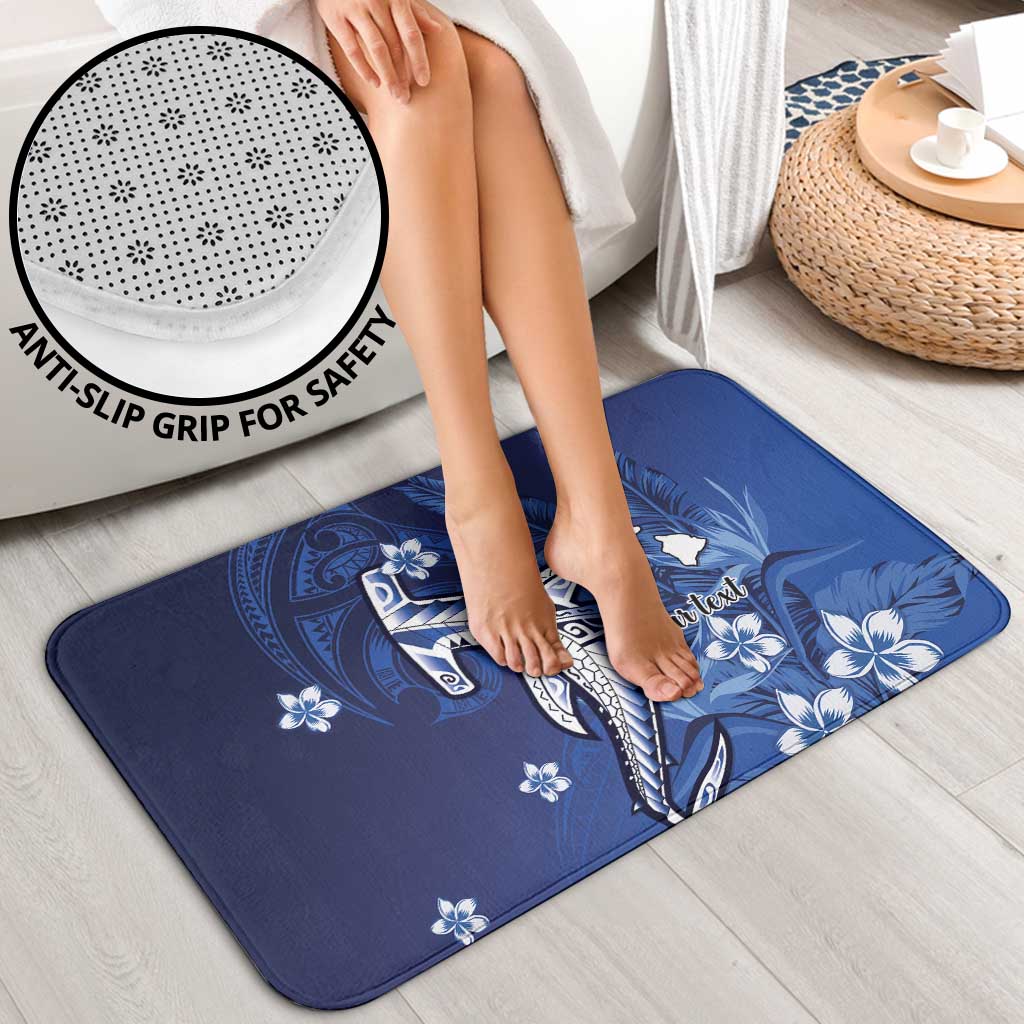 Personalized Hawaiian Maori Hammerhead Shark Bathroom Set Polu Plumeria - Polynesian Pride