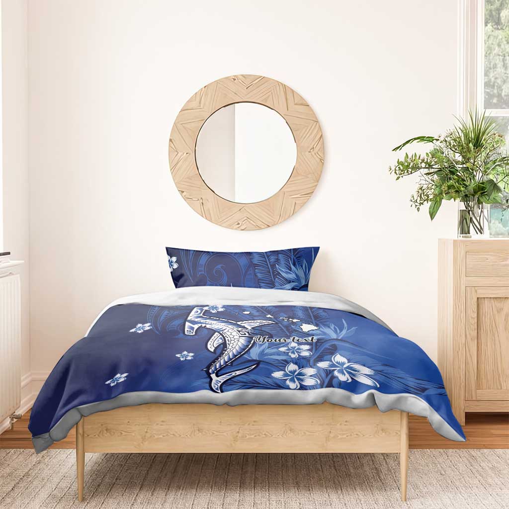 Personalized Hawaiian Maori Hammerhead Shark Bedding Set Polu Plumeria - Polynesian Pride