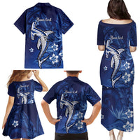 Personalized Hawaiian Maori Hammerhead Shark Family Matching Puletasi and Hawaiian Shirt Polu Plumeria LT9 - Polynesian Pride