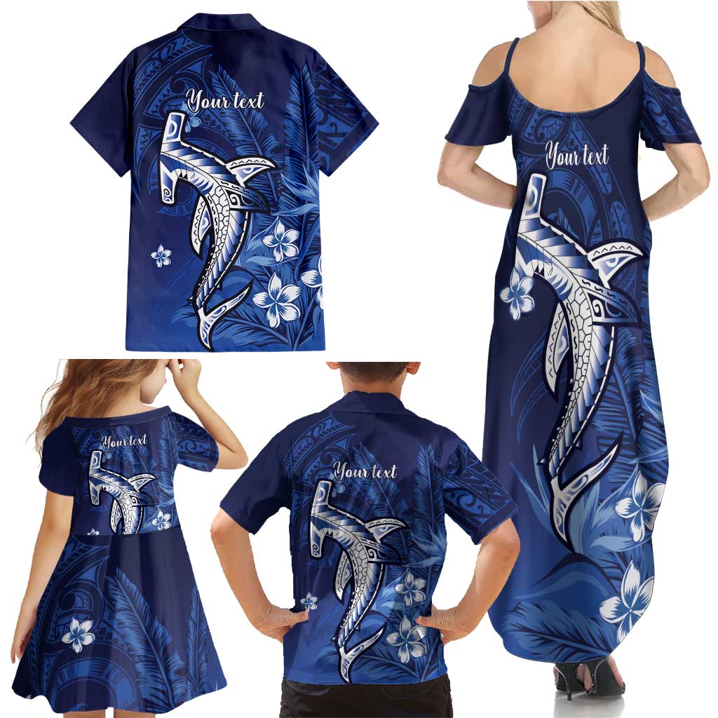 Personalized Hawaiian Maori Hammerhead Shark Family Matching Summer Maxi Dress and Hawaiian Shirt Polu Plumeria LT9 - Polynesian Pride