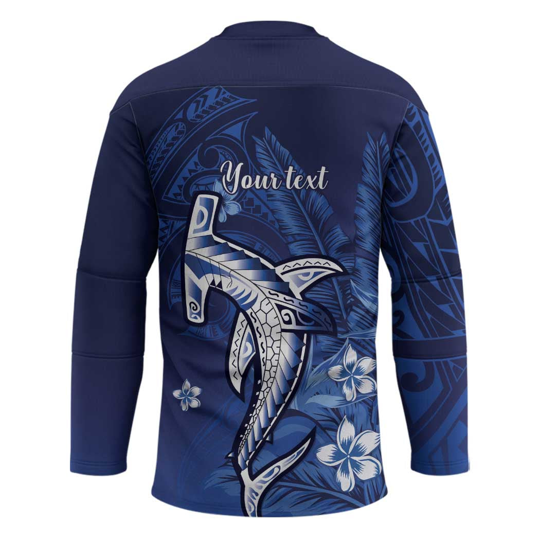 Personalized Hawaiian Maori Hammerhead Shark Hockey Jersey Polu Plumeria - Polynesian Pride