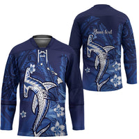 Personalized Hawaiian Maori Hammerhead Shark Hockey Jersey Polu Plumeria - Polynesian Pride