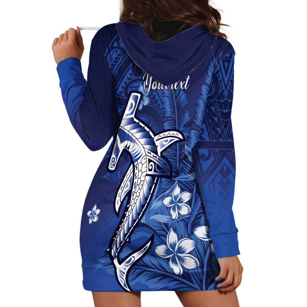 Personalized Hawaiian Maori Hammerhead Shark Hoodie Dress Polu Plumeria - Polynesian Pride