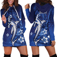 Personalized Hawaiian Maori Hammerhead Shark Hoodie Dress Polu Plumeria - Polynesian Pride