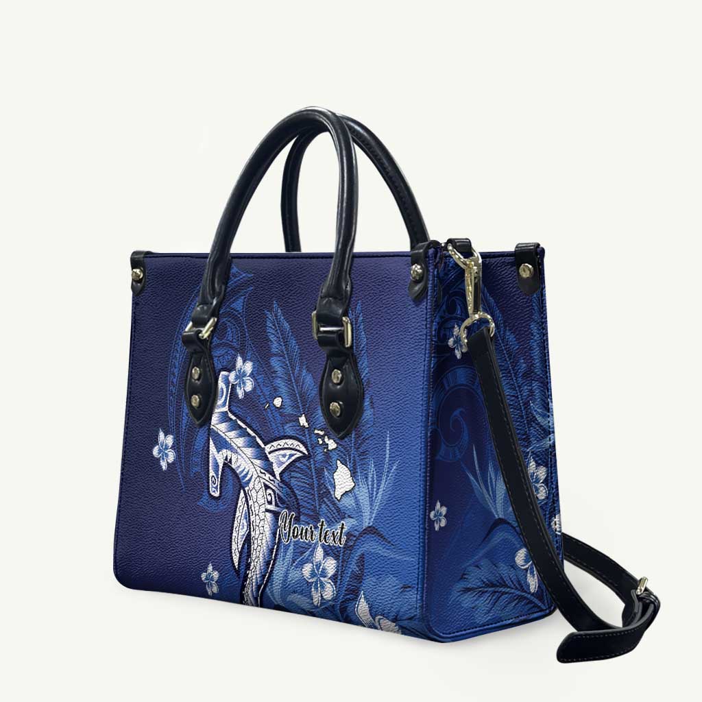 Personalized Hawaiian Maori Hammerhead Shark Leather Bag Polu Plumeria - Polynesian Pride