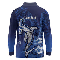 Personalized Hawaiian Maori Hammerhead Shark Long Sleeve Polo Shirt Polu Plumeria - Polynesian Pride