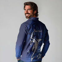 Personalized Hawaiian Maori Hammerhead Shark Long Sleeve Polo Shirt Polu Plumeria - Polynesian Pride