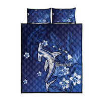 Personalized Hawaiian Maori Hammerhead Shark Quilt Bed Set Polu Plumeria - Polynesian Pride