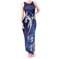 Personalized Hawaiian Maori Hammerhead Shark Tank Maxi Dress Polu Plumeria - Polynesian Pride