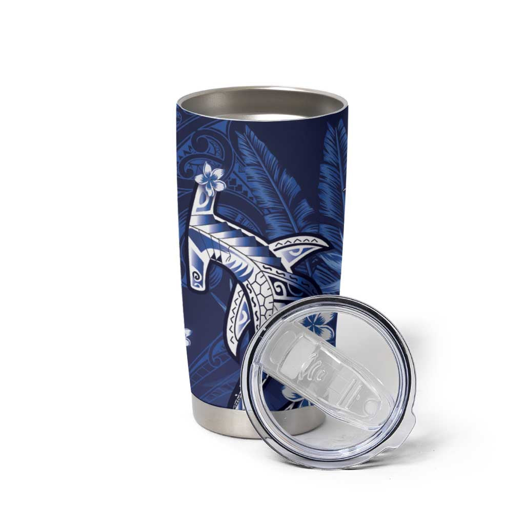 Personalized Hawaiian Maori Hammerhead Shark Tumbler Cup Polu Plumeria LT9 - Polynesian Pride