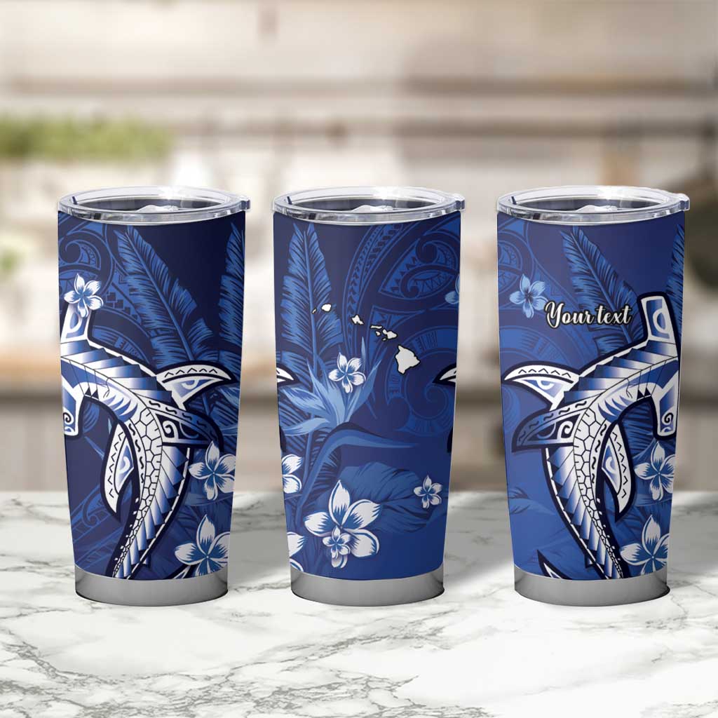 Personalized Hawaiian Maori Hammerhead Shark Tumbler Cup Polu Plumeria LT9 - Polynesian Pride