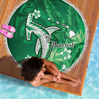 Personalized Hawaiian Maori Hammerhead Shark Beach Blanket Omaomao Plumeria - Polynesian Pride