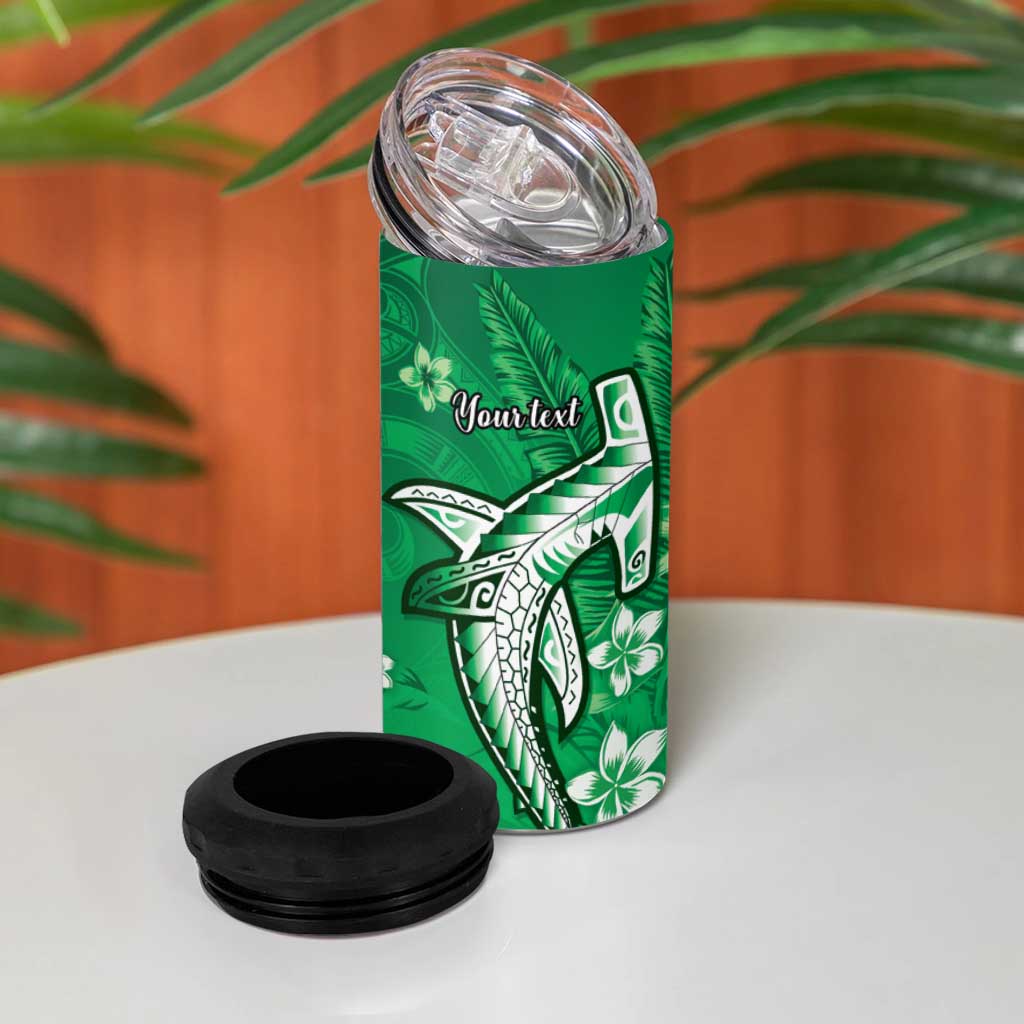 Personalized Hawaiian Maori Hammerhead Shark 4 in 1 Can Cooler Tumbler Omaomao Plumeria - Polynesian Pride