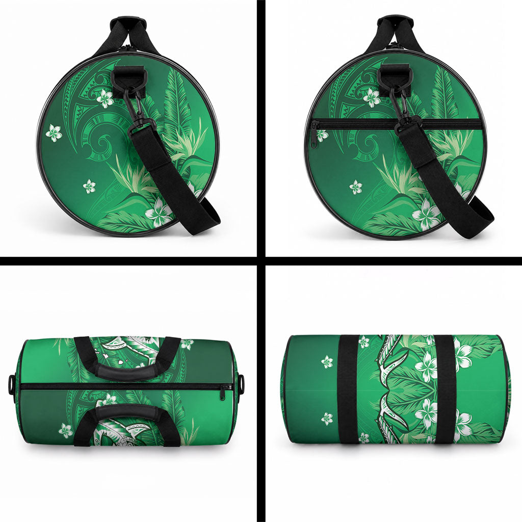 Personalized Hawaiian Maori Hammerhead Shark Duffle Bag Omaomao Plumeria LT9 - Polynesian Pride