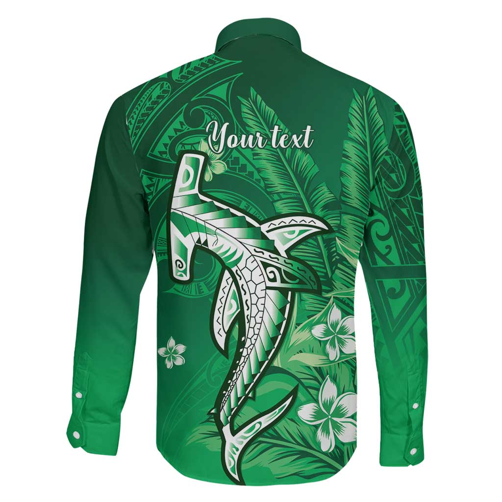 Personalized Hawaiian Maori Hammerhead Shark Family Matching Off The Shoulder Long Sleeve Dress and Hawaiian Shirt Omaomao Plumeria LT9 - Polynesian Pride