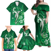Personalized Hawaiian Maori Hammerhead Shark Family Matching Off Shoulder Maxi Dress and Hawaiian Shirt Omaomao Plumeria LT9 - Polynesian Pride