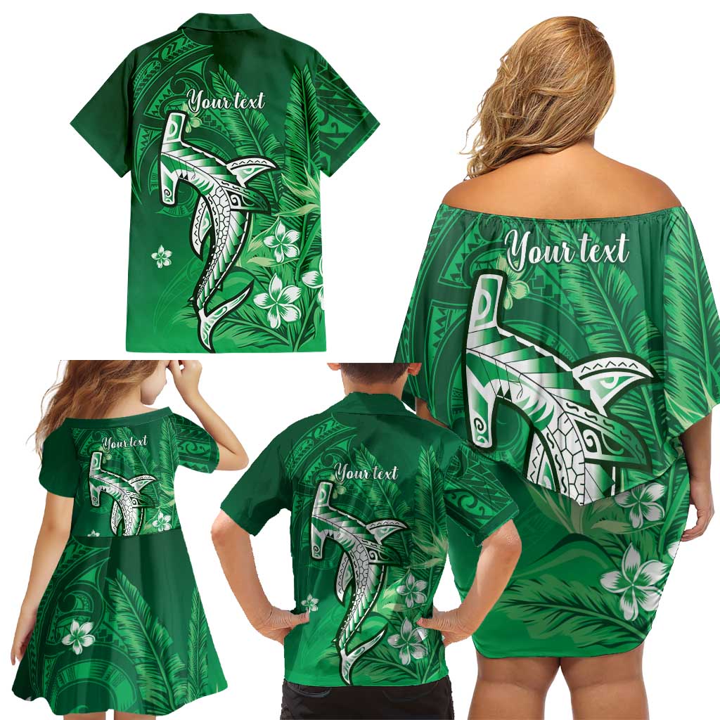 Personalized Hawaiian Maori Hammerhead Shark Family Matching Off Shoulder Short Dress and Hawaiian Shirt Omaomao Plumeria LT9 - Polynesian Pride
